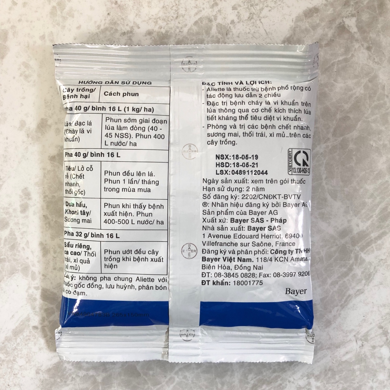 Chế phẩm trừ bệnh Aliette 800WG 100gram
