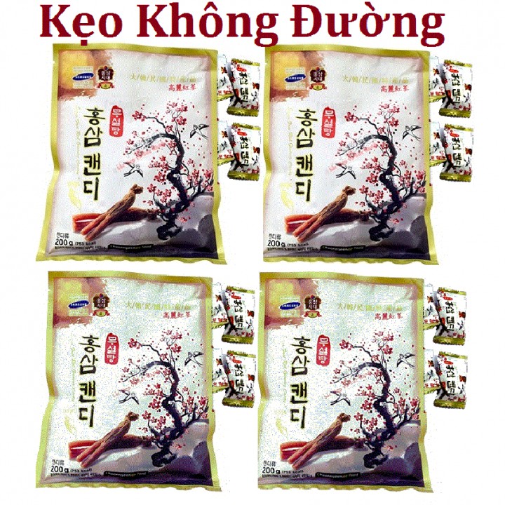 [HCM]Kẹo Nhân Sâm Không Đường Cành Đào Hàn Quốc 200g