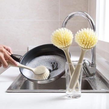 Bàn chải cọ rửa nồi xoong cán dài lúa mạch