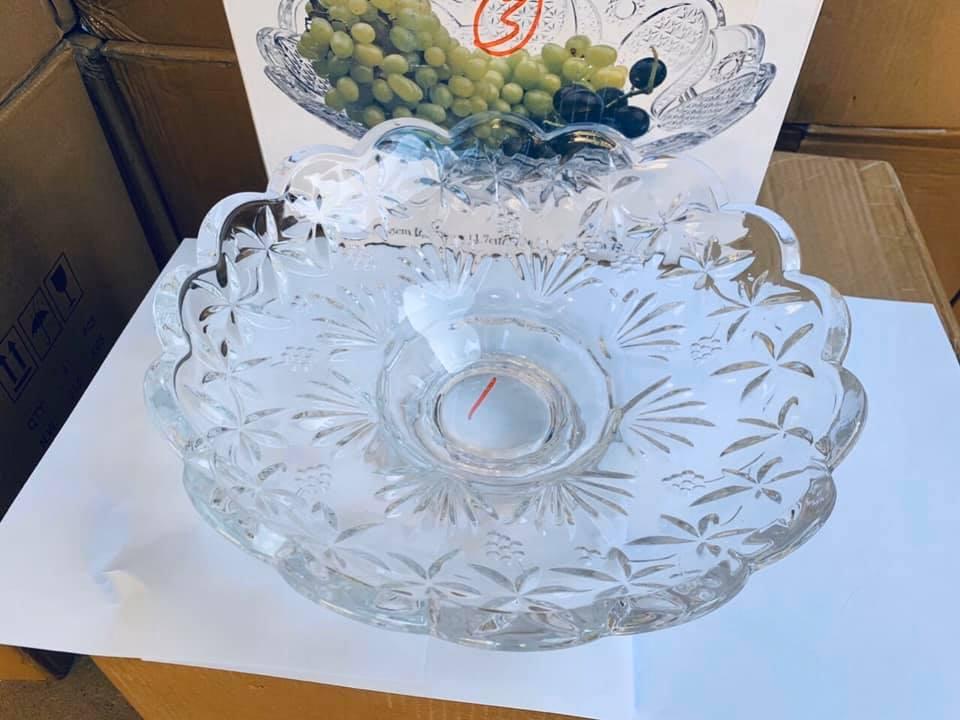 ĐĨA ĐỰNG HOA QUẢ THỦY TINH, KHAY MÂM BỒNG THỦY TINH