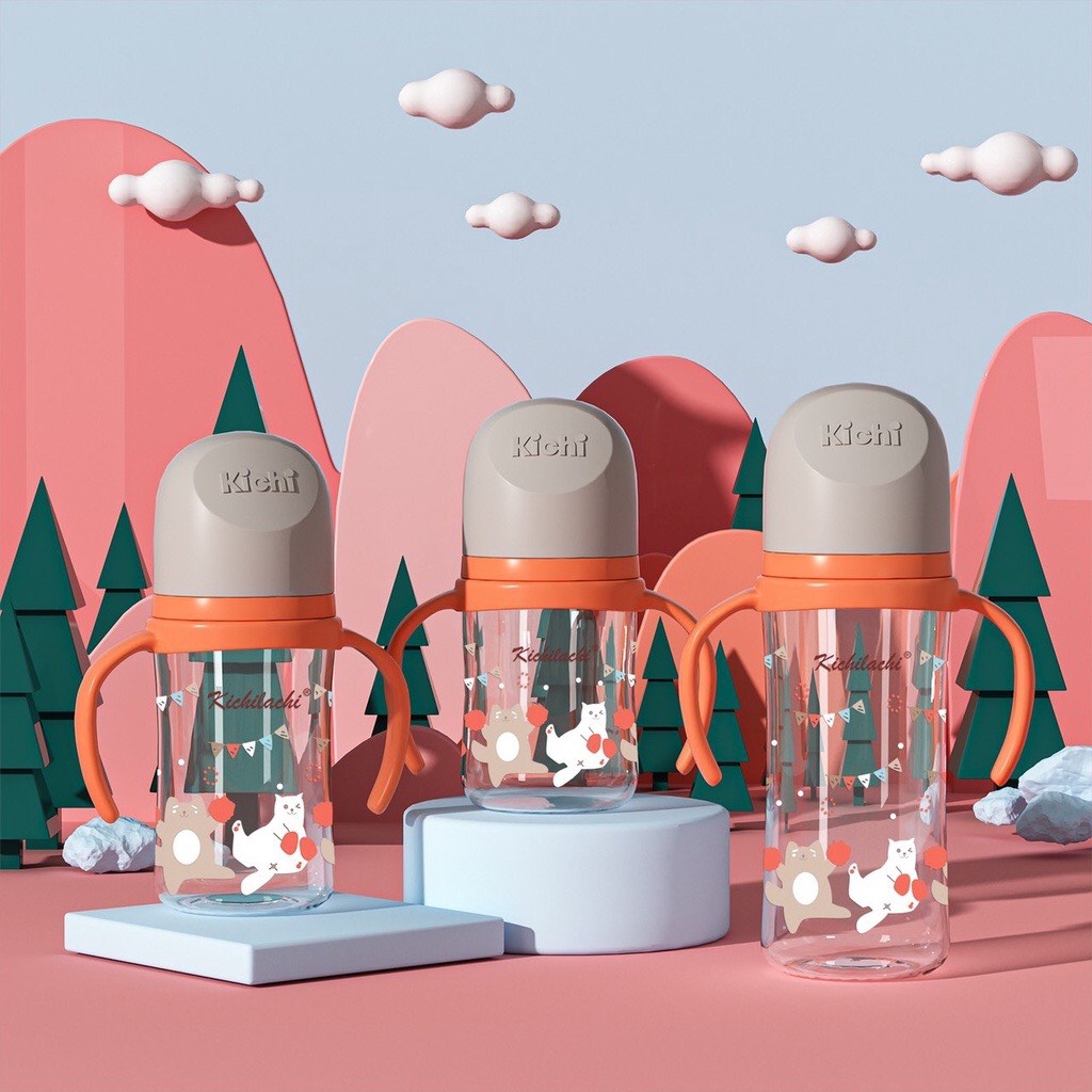 Bình Sữa Cổ rộng PP Kichi 160ml/ 240ml /300ml ( Có quai cầm )