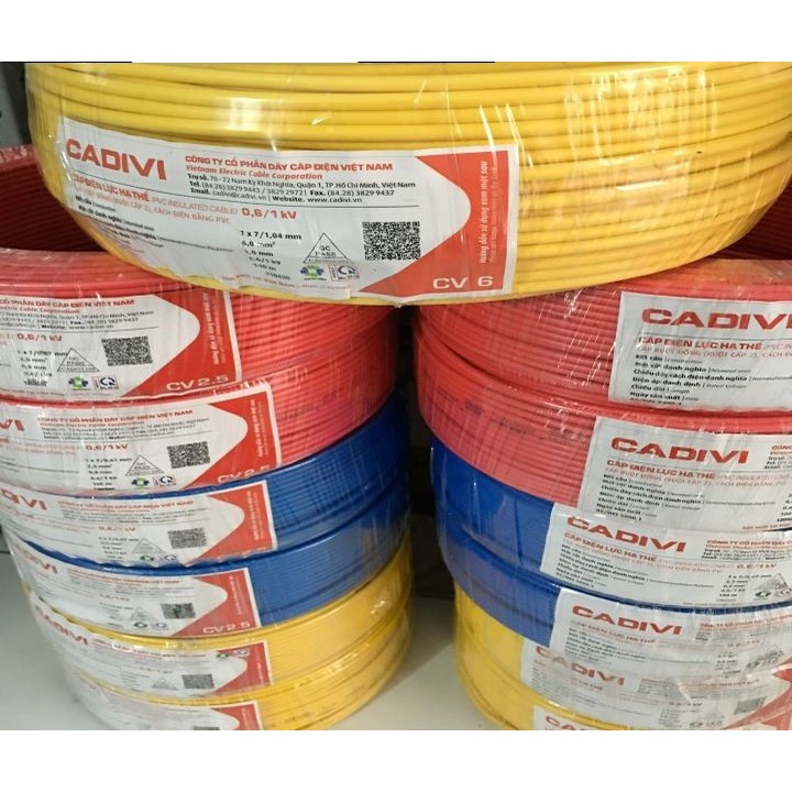 (Bán lẻ 10 mét) Dây điện Cadivi cv6.0 đơn - CV6.0