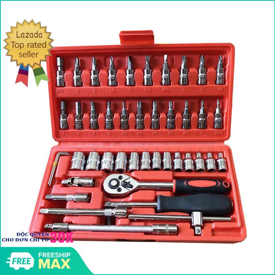 [HÀNG HOT Bộ dụng cụ mở bu lông ốc vít , Sửa Chữa Ô Tô Xe Máy , đa năng 46 chi tiết ( 46 món ) - Bộ Phụ Tùng Sửa Chữa 46 Chi Tiết