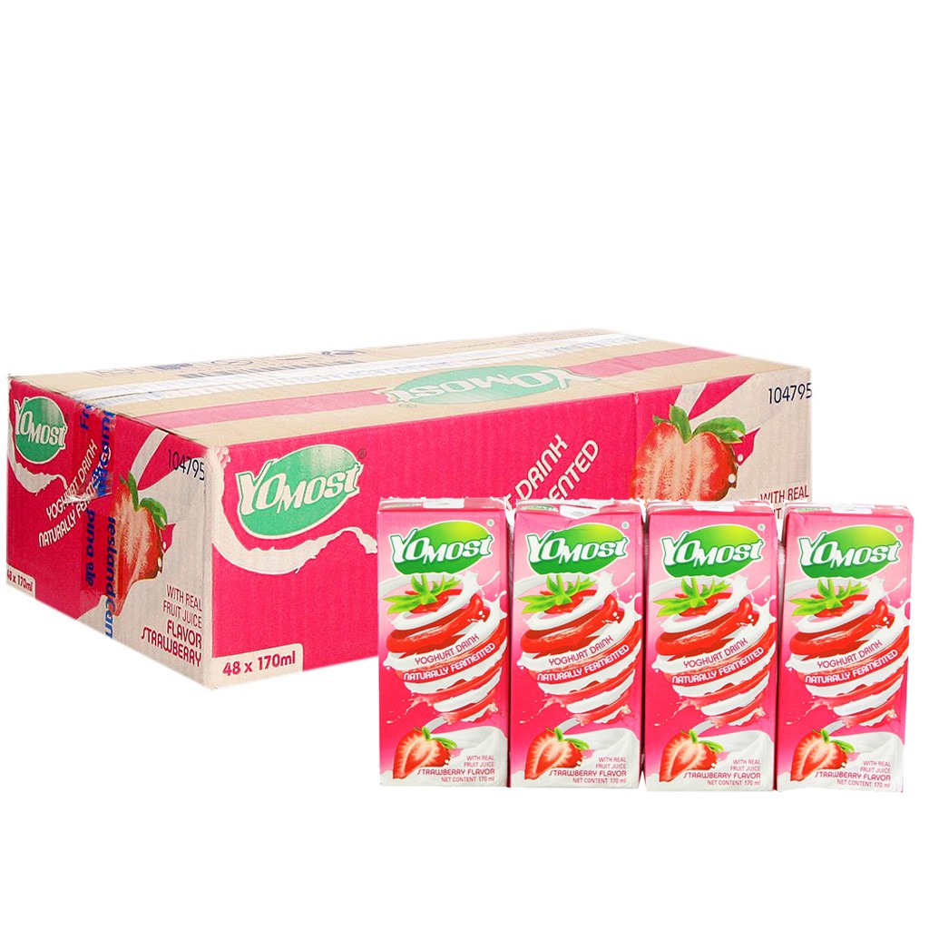 HCMThùng sữa chua uống Yomost hương Dâu 170ml x 48 hộp