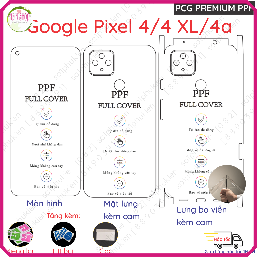 Dán PPF Google Pixel 4/ Pixel 4 XL/ Pixel 4a loại trong , nhám dành cho màn hinh, mặt lưng, full viền