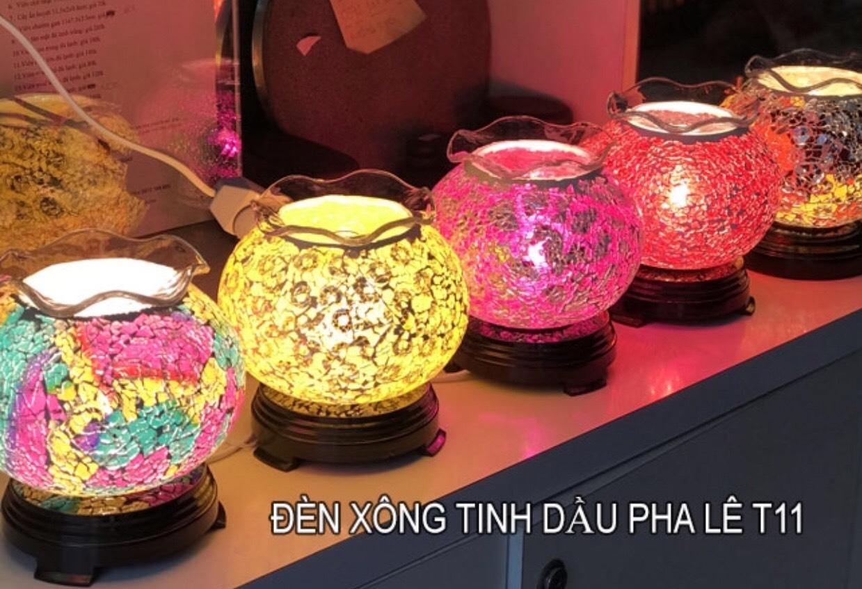 Đèn Xông Tinh Dầu Pha Lê Lớn ( MẪU PHA LÊ VÀNG) + Tinh Dầu Sả Chanh 5ml