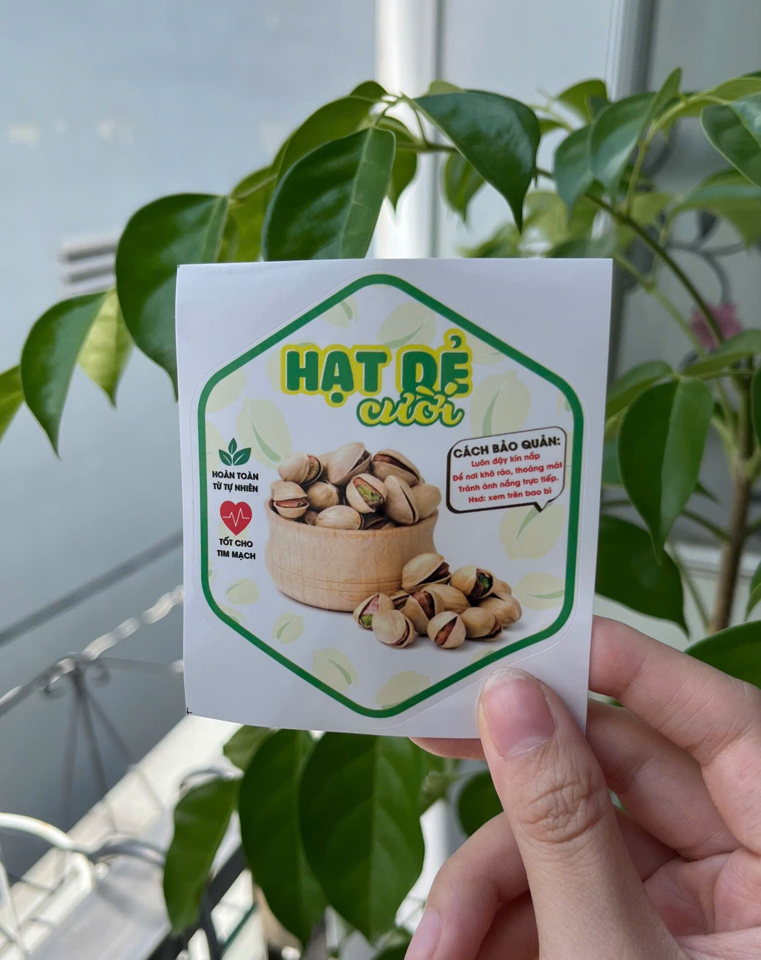 55 tem lục giác 7x8cm - Hạt dẻ cười