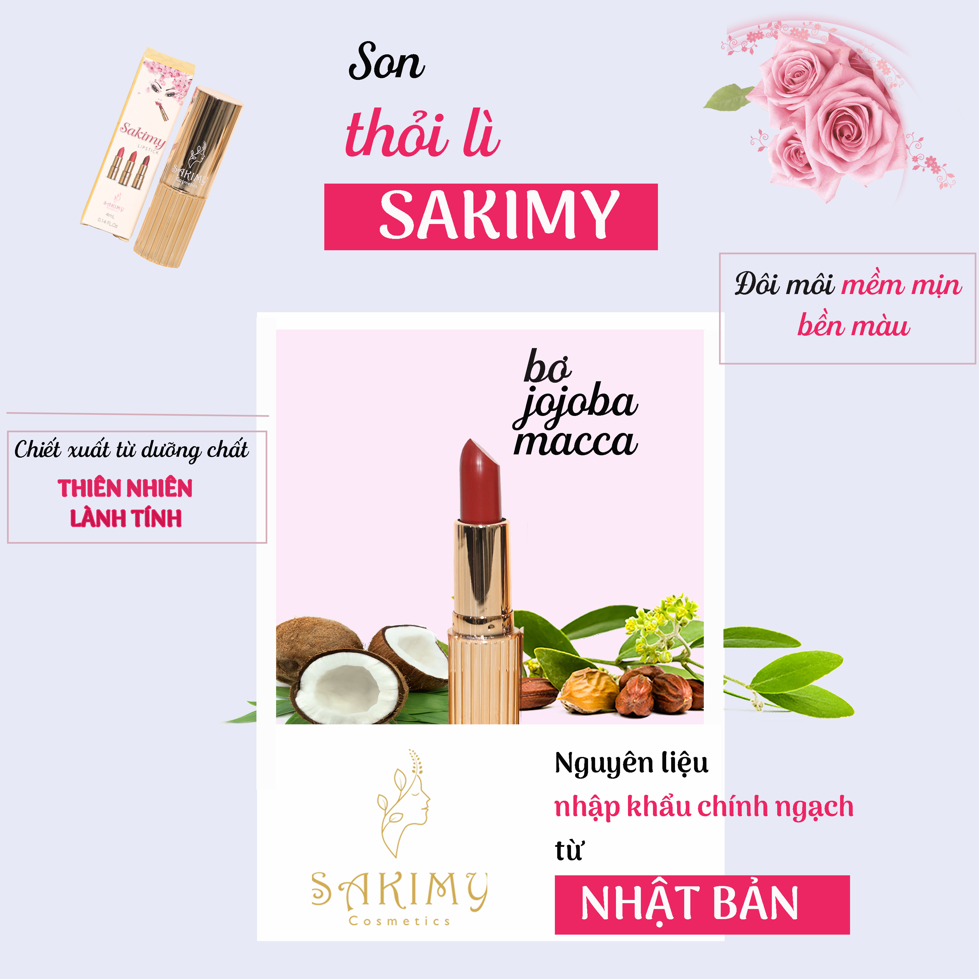 Sét Son Thỏi Siêu Lỳ + Son dưỡng mềm mịn môi Sakimy (hàng chính hãng)