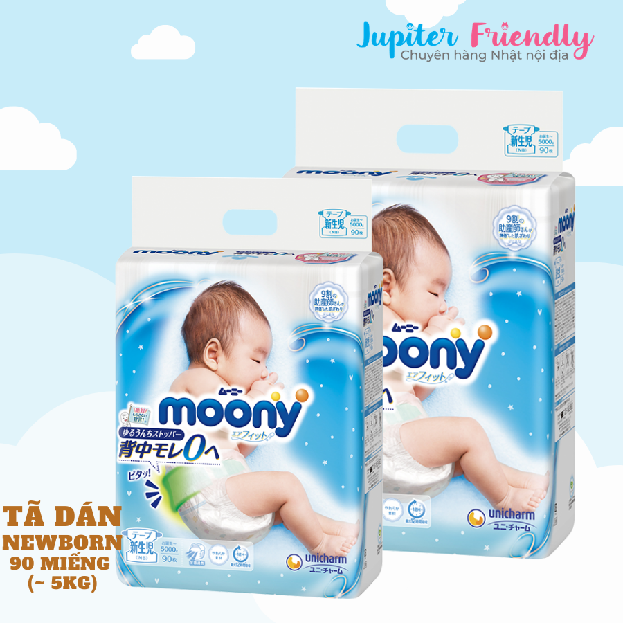 [COMBO 2] Bỉm - Tã Dán Moony Blue NB90/ S84/ M64/ L54
