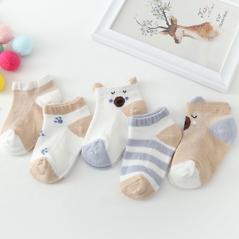Set 5 đôi tất Kid Sock lưới thông hơi cho bé