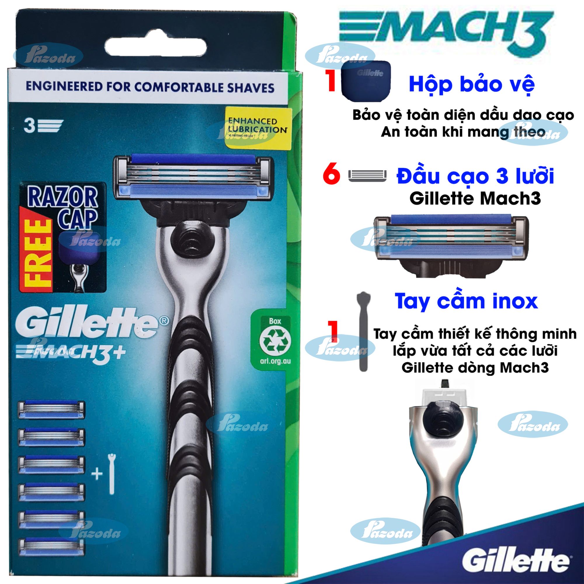 Dao cạo râu 3 lưỡi Gillette Mach 3 /Sensitive /Turbo 3D