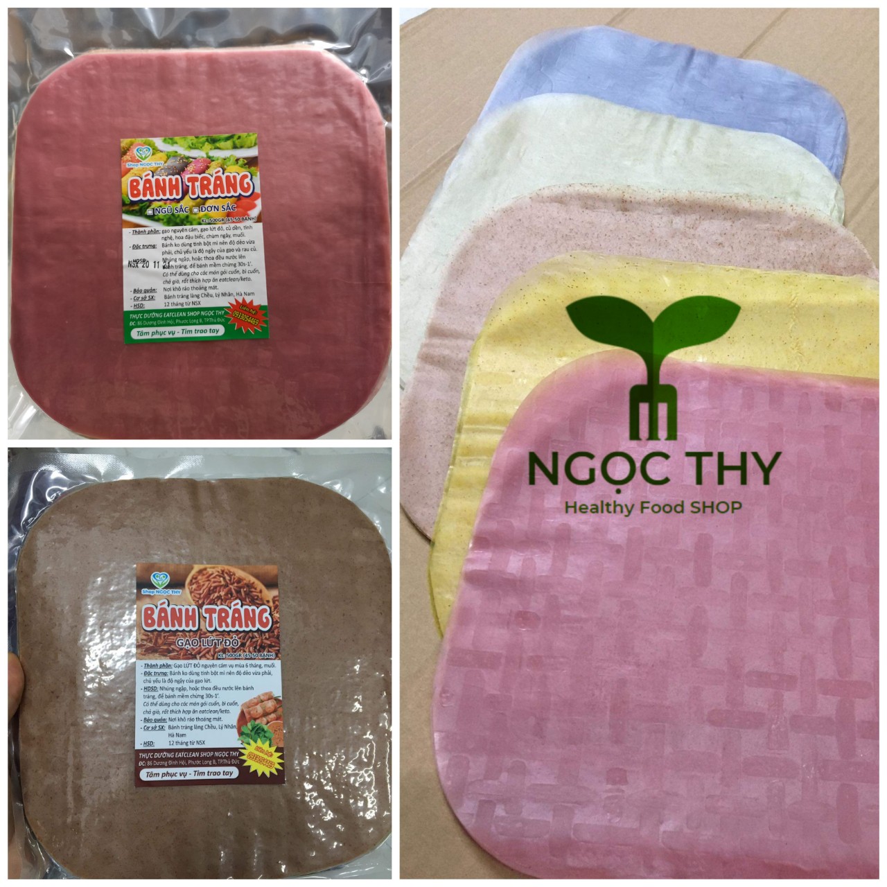 [NTFood] Combo 2 xấp Bánh tráng gạo lứt và bánh tráng cuốn rau củ ăn eatclean 500gr/gói