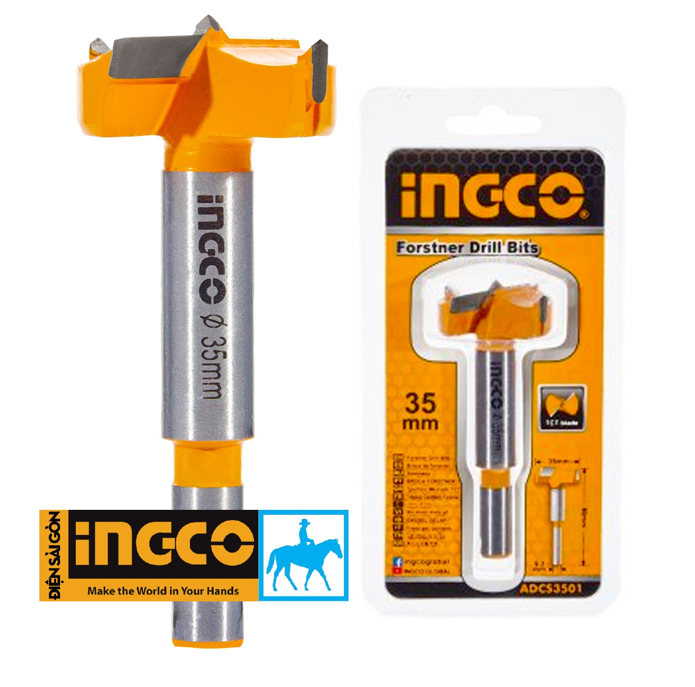 Mũi khoan gỗ Mũi khoét gỗ 35mm 25mm INGCO ADCS3501