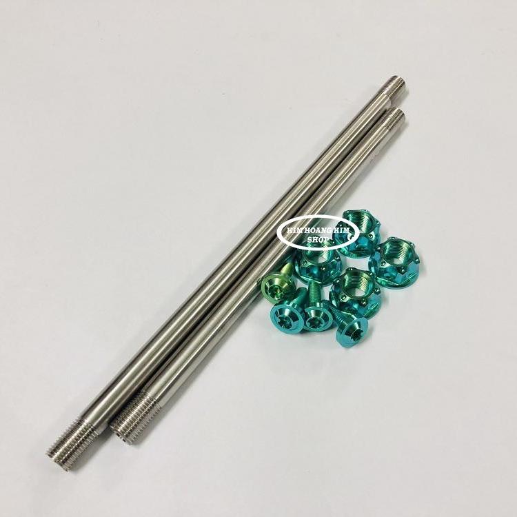 Cặp Cốt INOX 304 Full ốc Titan GR5 Gắn RAIDER (màu Xanh Lục Bảo)