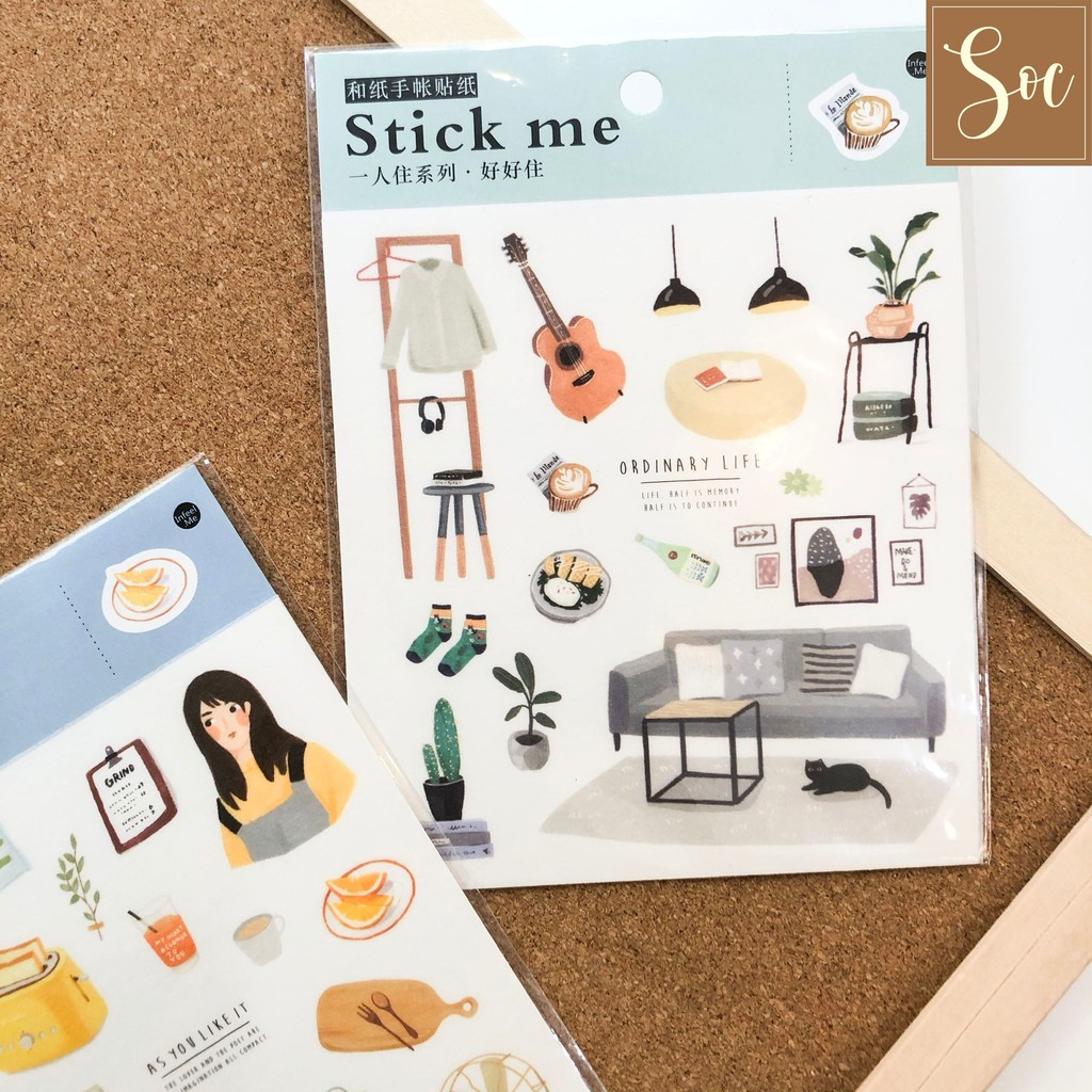 Set Sticker Stick Me giấy washi