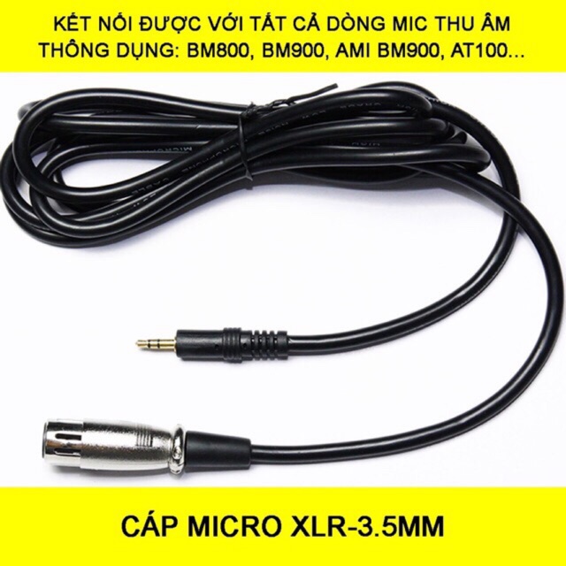 Dây mic thu âm cho mic BM900, AMi BM900 , ISK AT100 , AT350 , AT850... và nhiều mic với chân cắm 3.5 và đầu canoon
