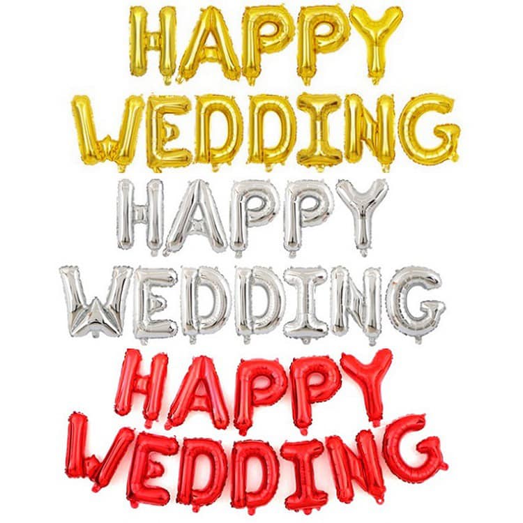 Bộ bóng bay chữ happy wedding sỉ 29k LK01