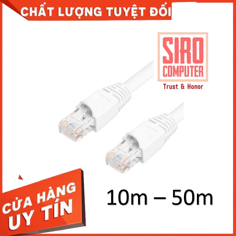 Dây mạng Cat6 (cáp lan) bấm sẵn 2 đầu - 5m - 50m - Trắng