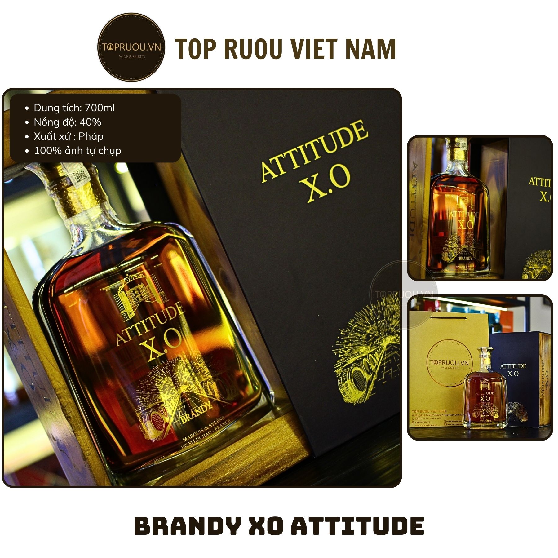 [Includes Beautiful Box] Brandy Xo Alexander - Attitude - Royal Diamant 700ml [Genuine][Top Vietnamese Wine]