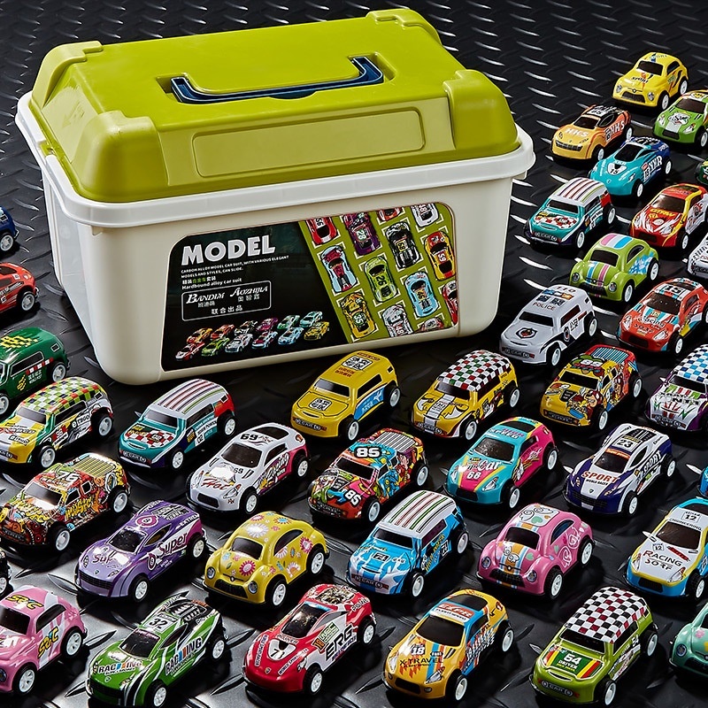 Thùng 30 ô tô đồ chơi chạy đà cót kéo lùi chất liệu hợp kim cao cấp cho bé tổng hợp nhiều loại xe - Lana Queen