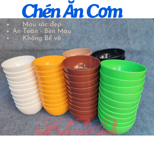 Chén Ăn Cơm Melamine Thổi Bông Xanh Đỏ Đẹp