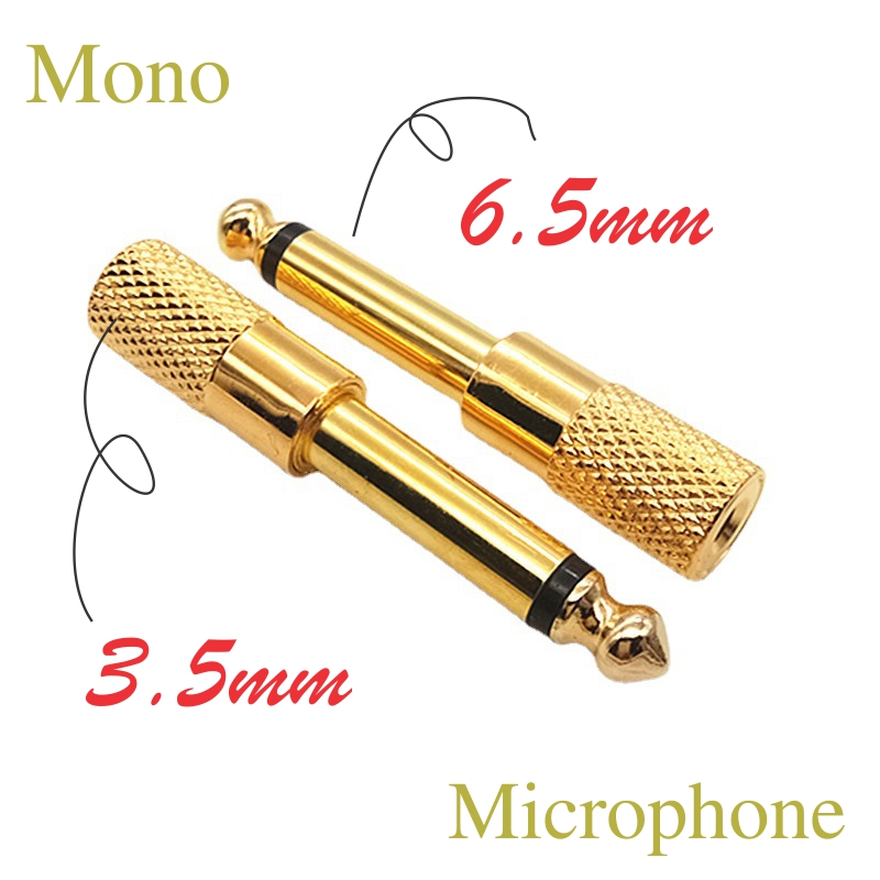 Đầu chuyển audio 3.5mm cái sang 6.5mm đực mono mạ vàng
