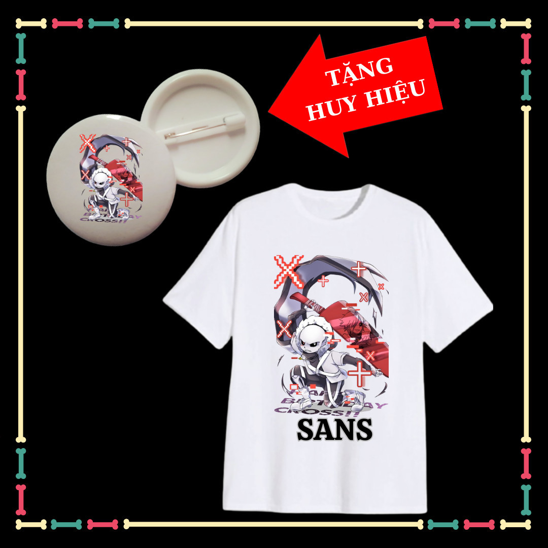 Áo sans nhân vật chính hot Game Sans Undetale siêu ngầu cho trẻ em yêu thích-Tặng kèm huy hiệu Sans Undertale