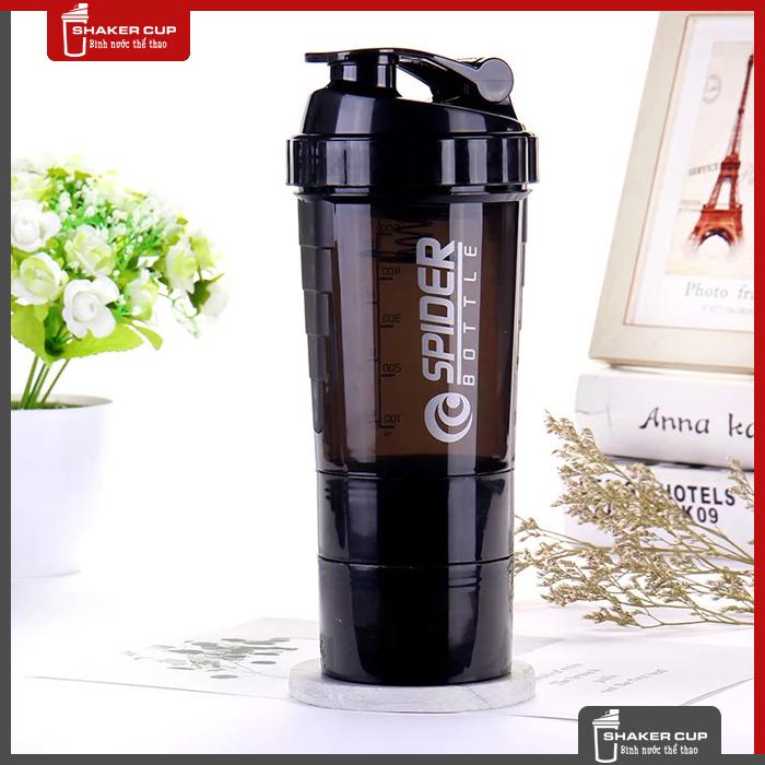 Bình nước bình lắc 3 ngăn shake bottle Spider Bottle