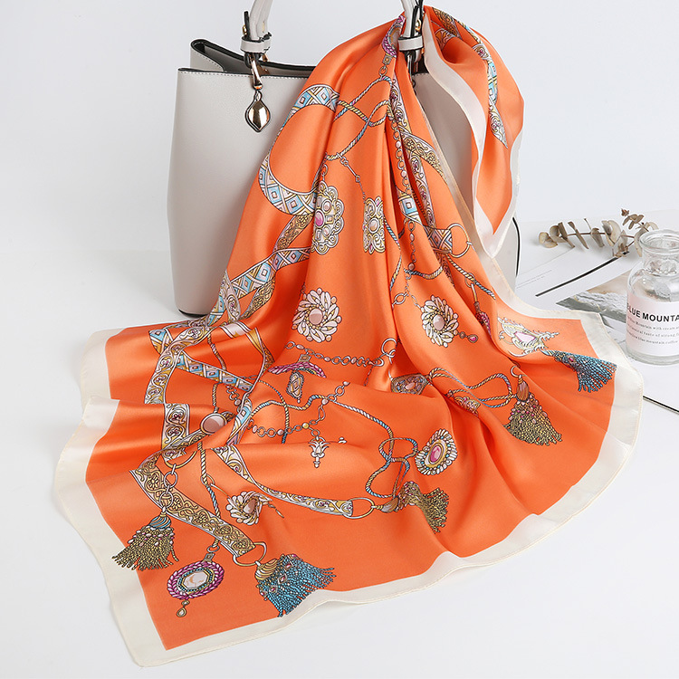 Khăn lụa vuông khăn turban cao cấp họa tiết dây thừng - chất liệu lụa chiffon 70x70cm - mã kl026
