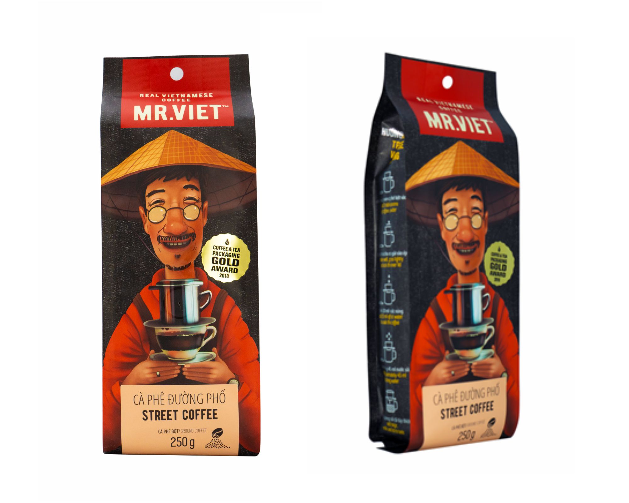 MR.VIET Cà Phê Đường Phố - Cà Phê Rang Xay Túi 250g (MR.VIET Street Coffee - Ground Coffee 250g Bag)