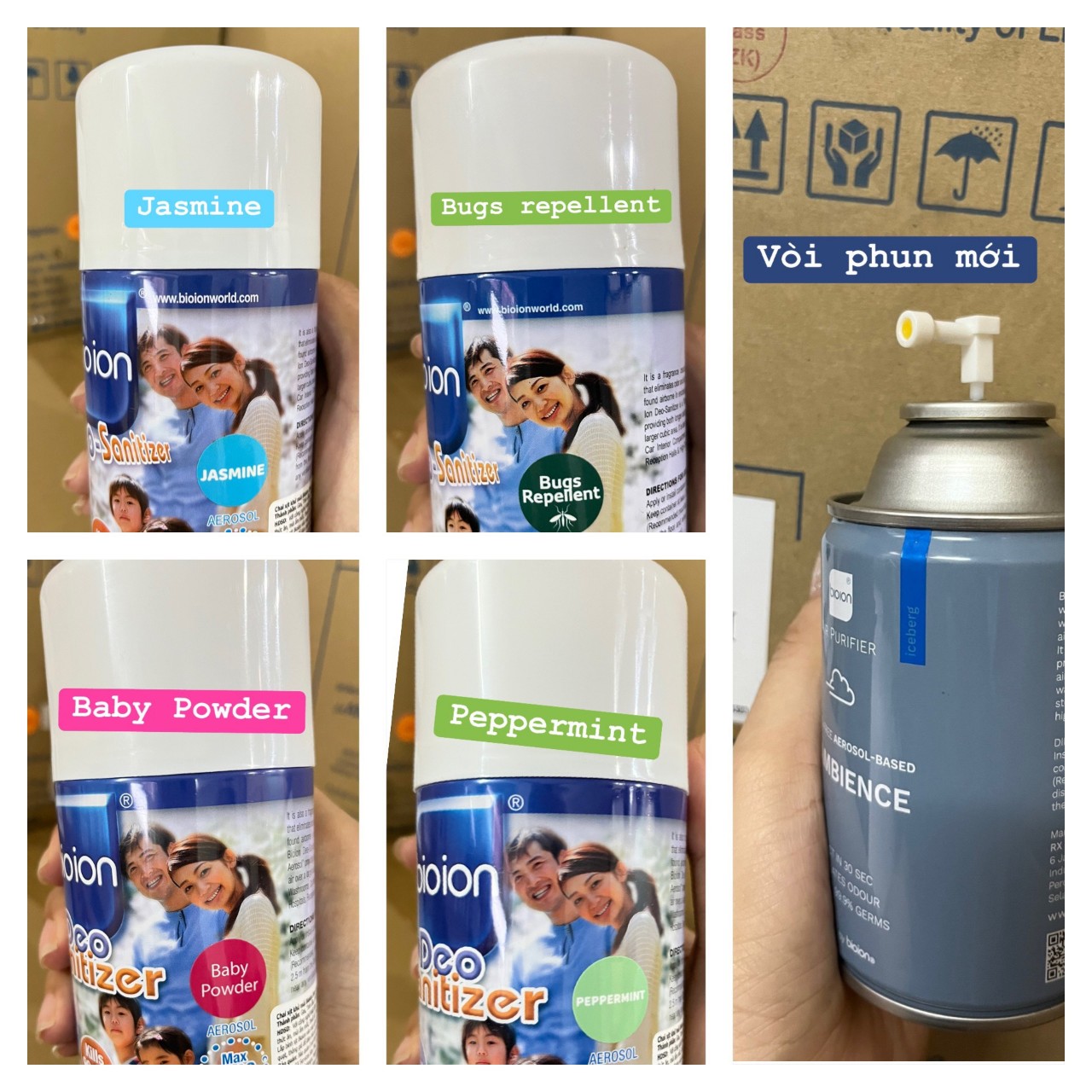 Máy và bình xịt khử mùi bioion cho phòng, spa, shop,....