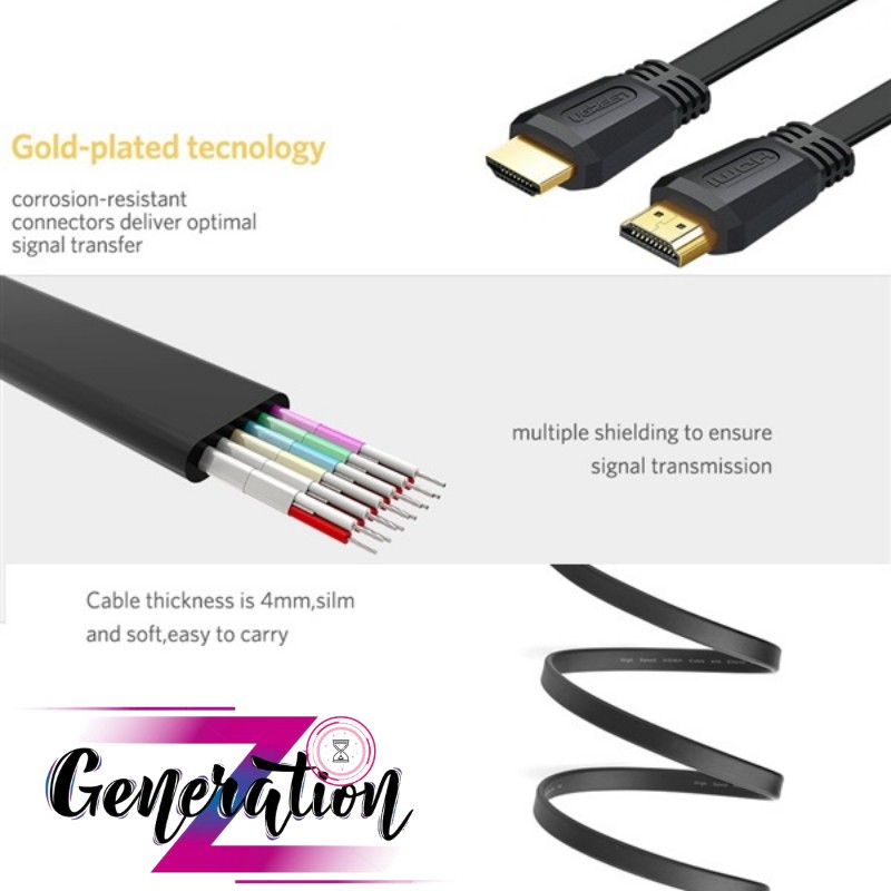 Cáp Hdmi 2.0 dẹt Flat Cable Màu Đen Ugreen Dài 1.5M - 5M