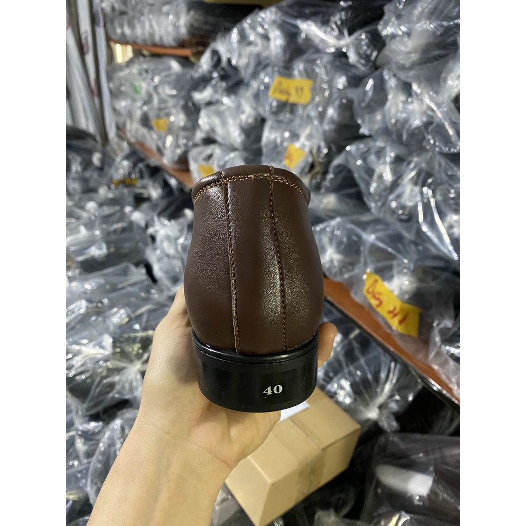 Giày tây nam da cao cấp tăng chiều cao 6-7cm đế cao su nguyên tấm chống trơn