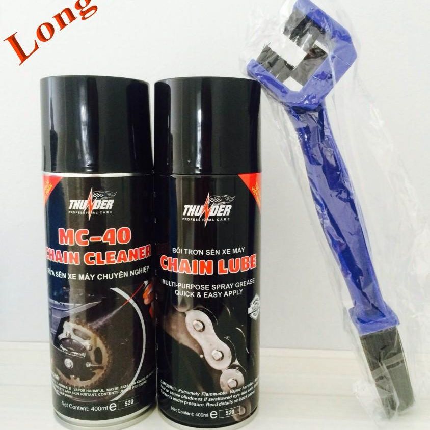 [HCM]Combo rửa sên và bôi trơn sên Thunder 400ml - bàn chải