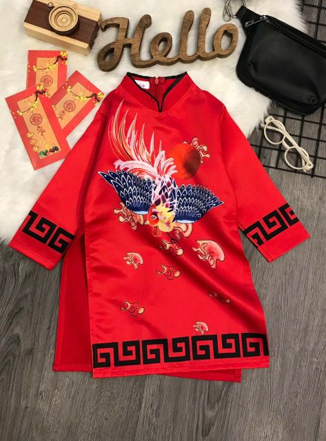 Áo dài chim phụng cho bé trai