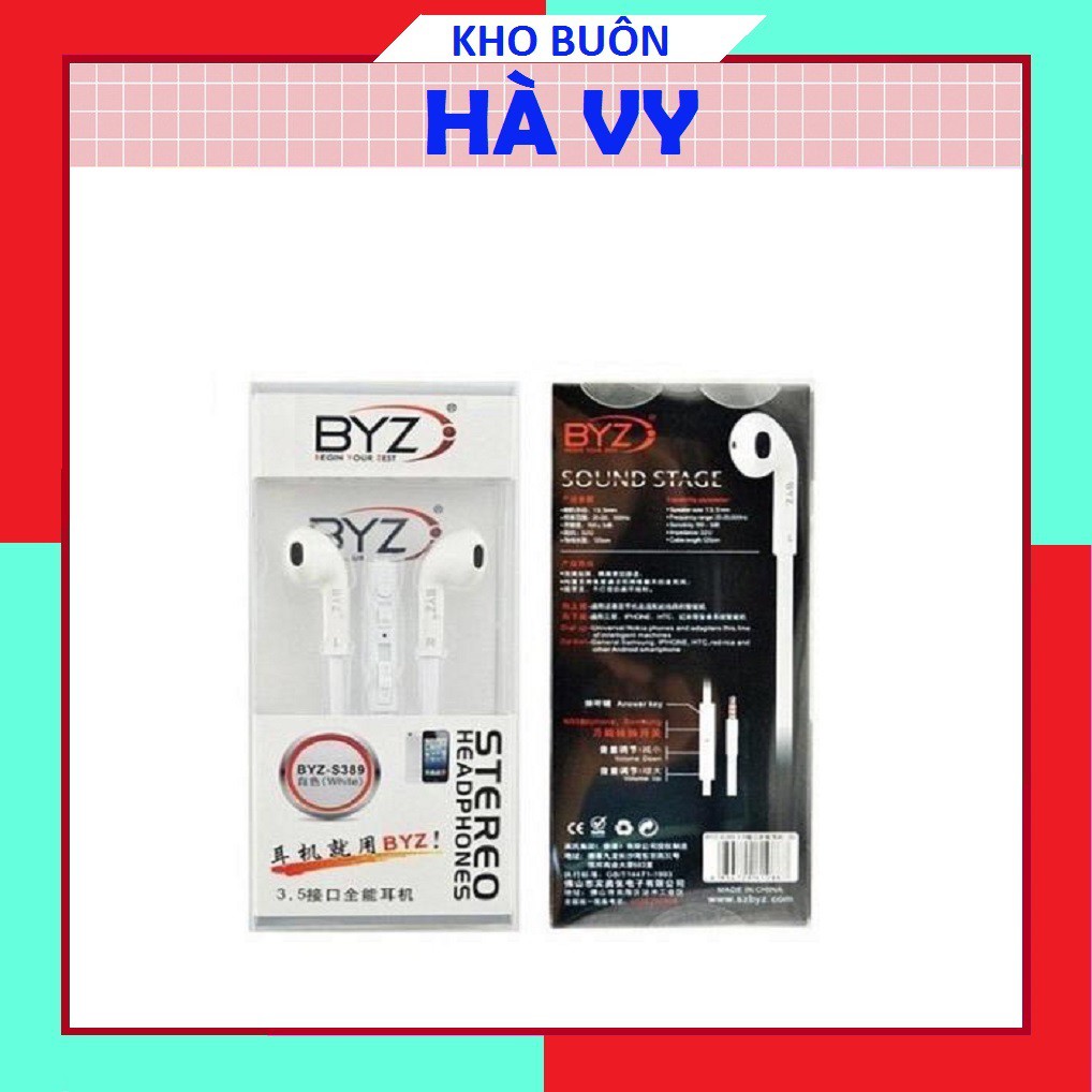 Tai nghe byz s389 chính hãng tai nghe dây dẹt/ chống đứt
