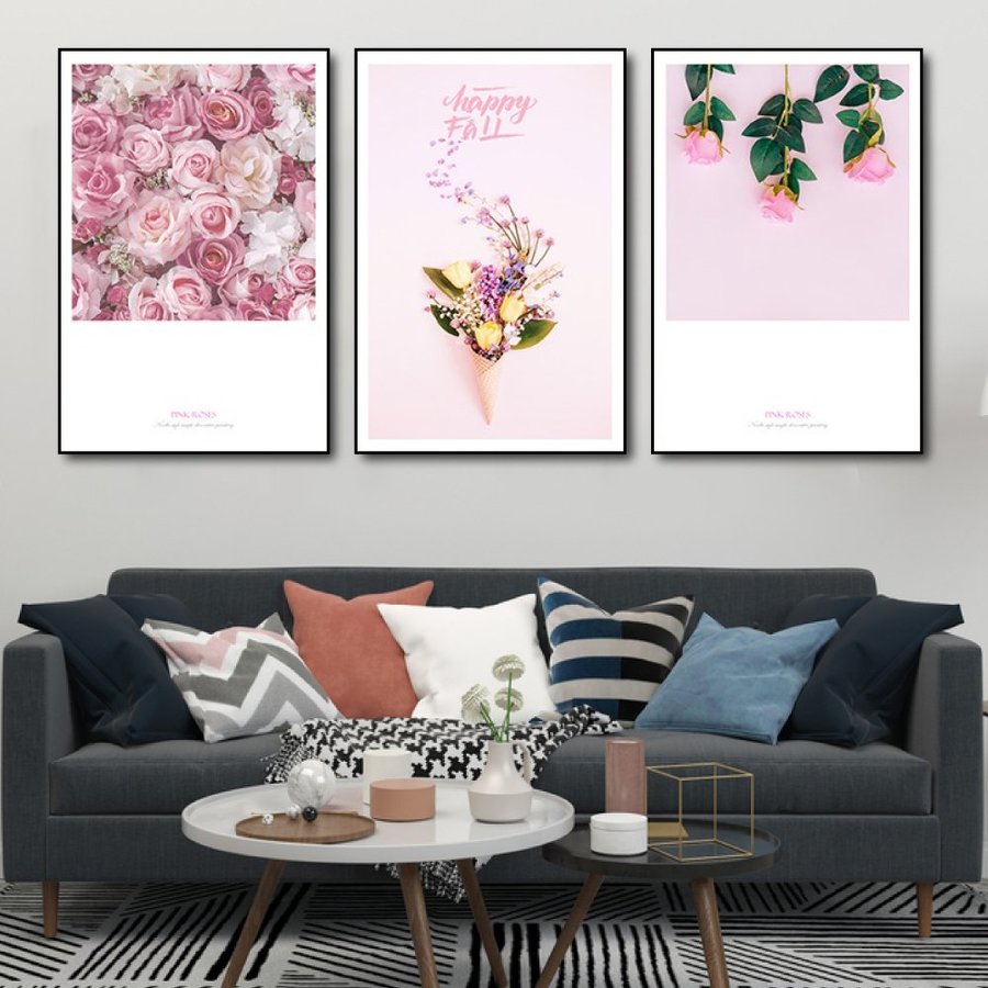 painting flower art with frame bedroom decor