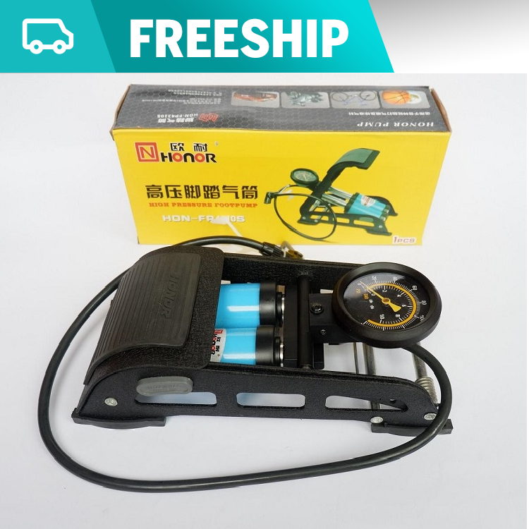 [BẢO HÀNH 2 NĂM] Bơm Xe Máy, Ô TÔ, Đạp Chân Loại Tốt - Ống Bơm Hơi 2 Piston Chất Lượng, Chất Liệu ABS Siêu Bền, Khung Thép Chắc Chắn