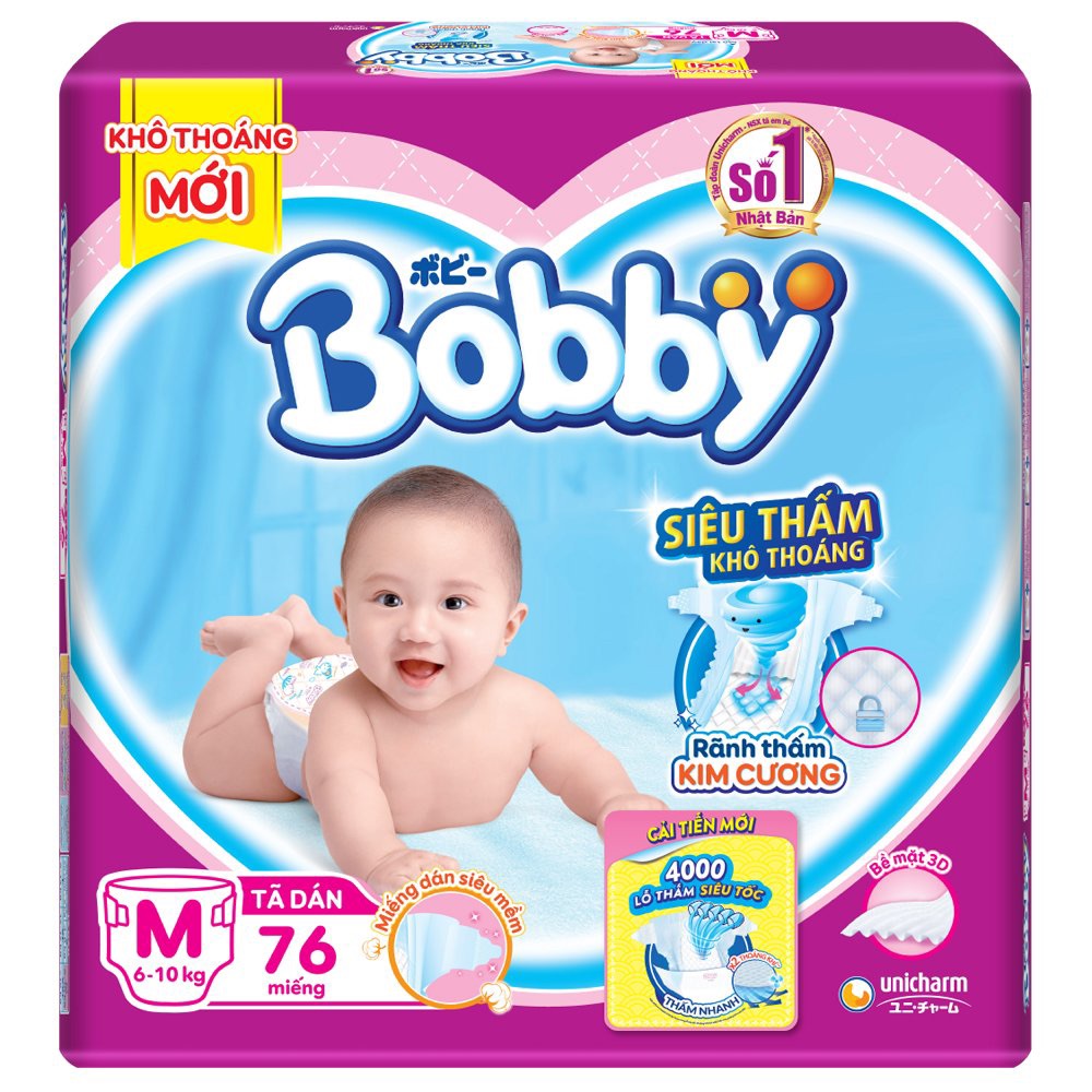 [Hoàn tiền 12%] Tã/Bỉm Bobby dán S56 - M76 - L68 - XL62 - XXL56 -
