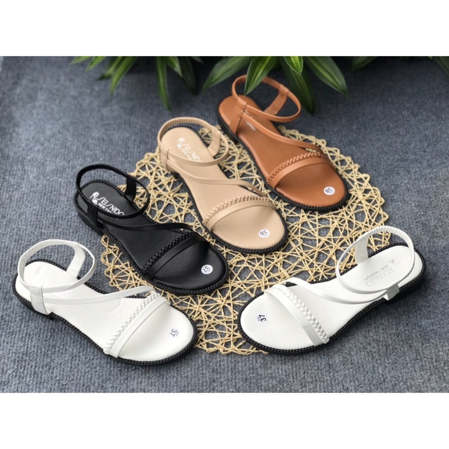 Giày sandal, dép xăng đan nữ dây chéo thắt bính