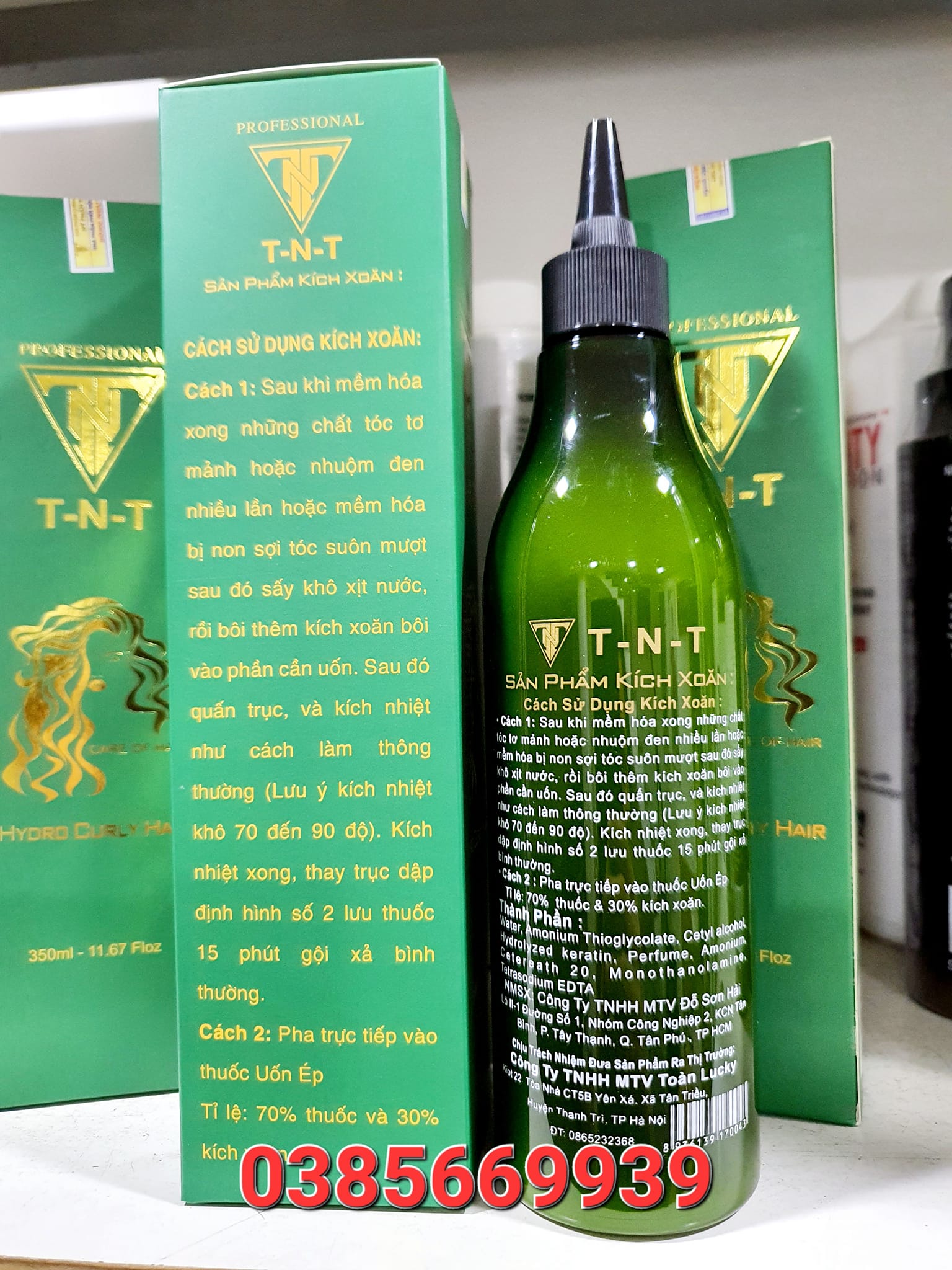 Thuố kích xoăn TNT, kích xoăn tóc Hydro Curly Hair , thuố làm xoăn tóc đơn giản, 350ML