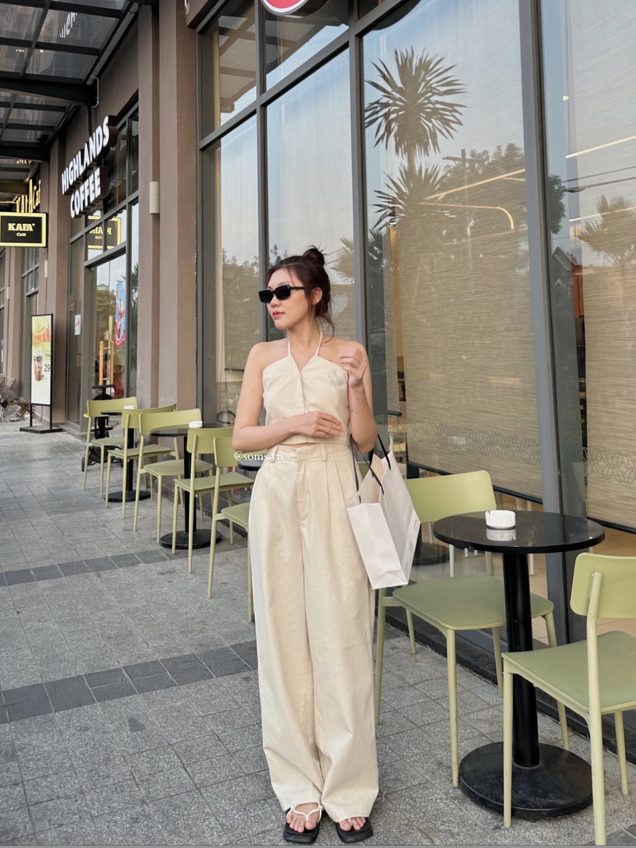 Quần linen ống rộng hack dáng
