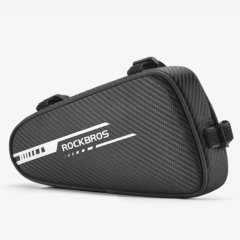 Rockbros 1.2l capacity bicycle bag stable cycling front tube bag reflective multi-storage road bike triangle bag bicycle accessories