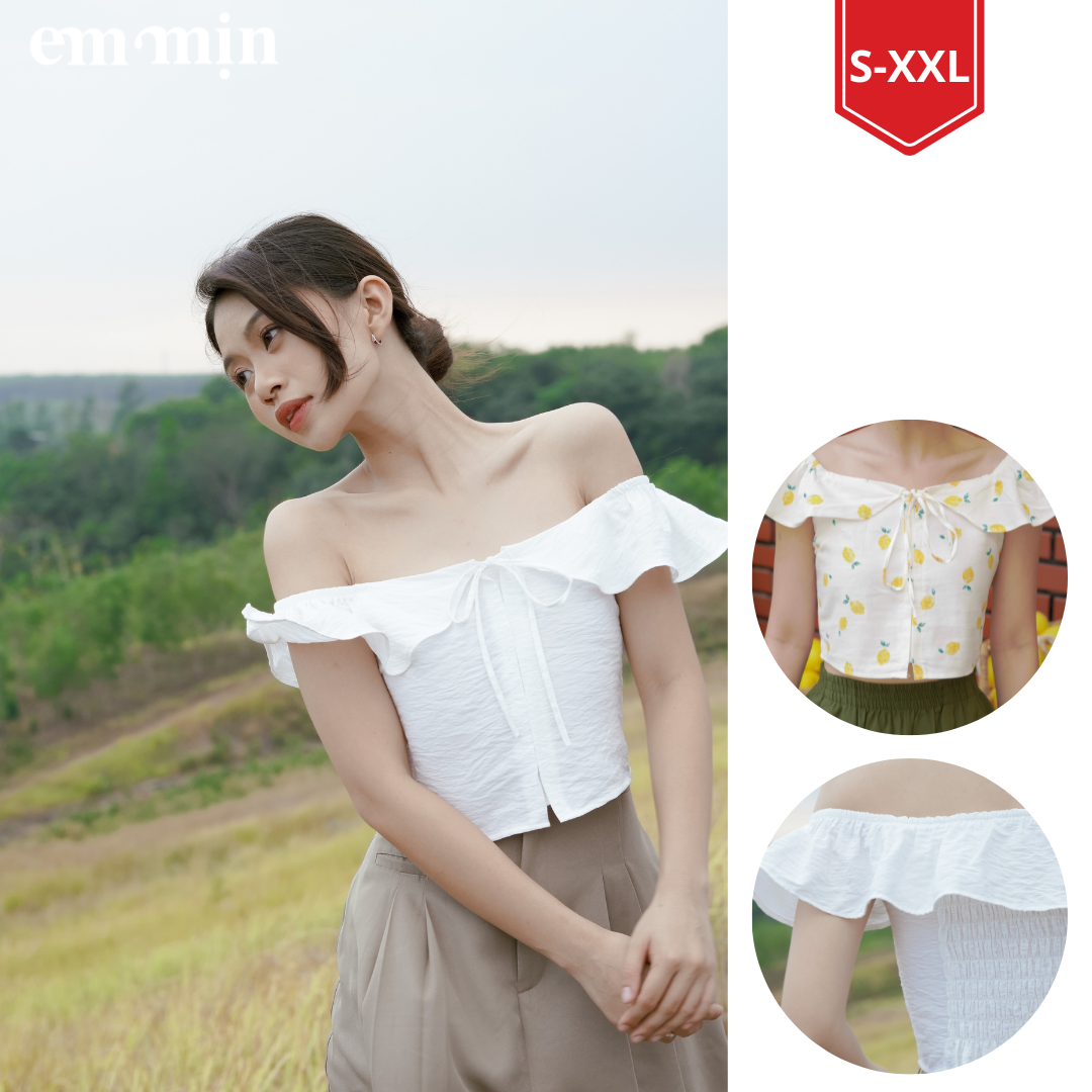 Áo croptop cổ nơ trễ vai