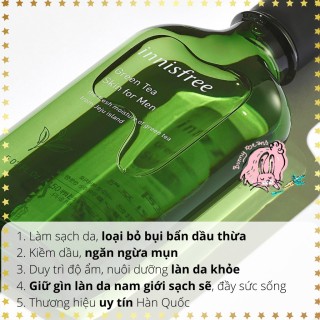 Toner cho nam Innisfree Green Tea Skin for Men 150ml giảm dầu giảm mụn (Shop Bunny Home Korea) thumbnail