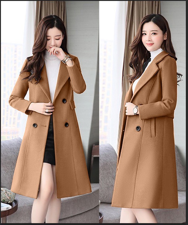 ÁO KHOÁC DẠ CỔ VEST DÁNG DÀI PHỐI NÚT - QC450875