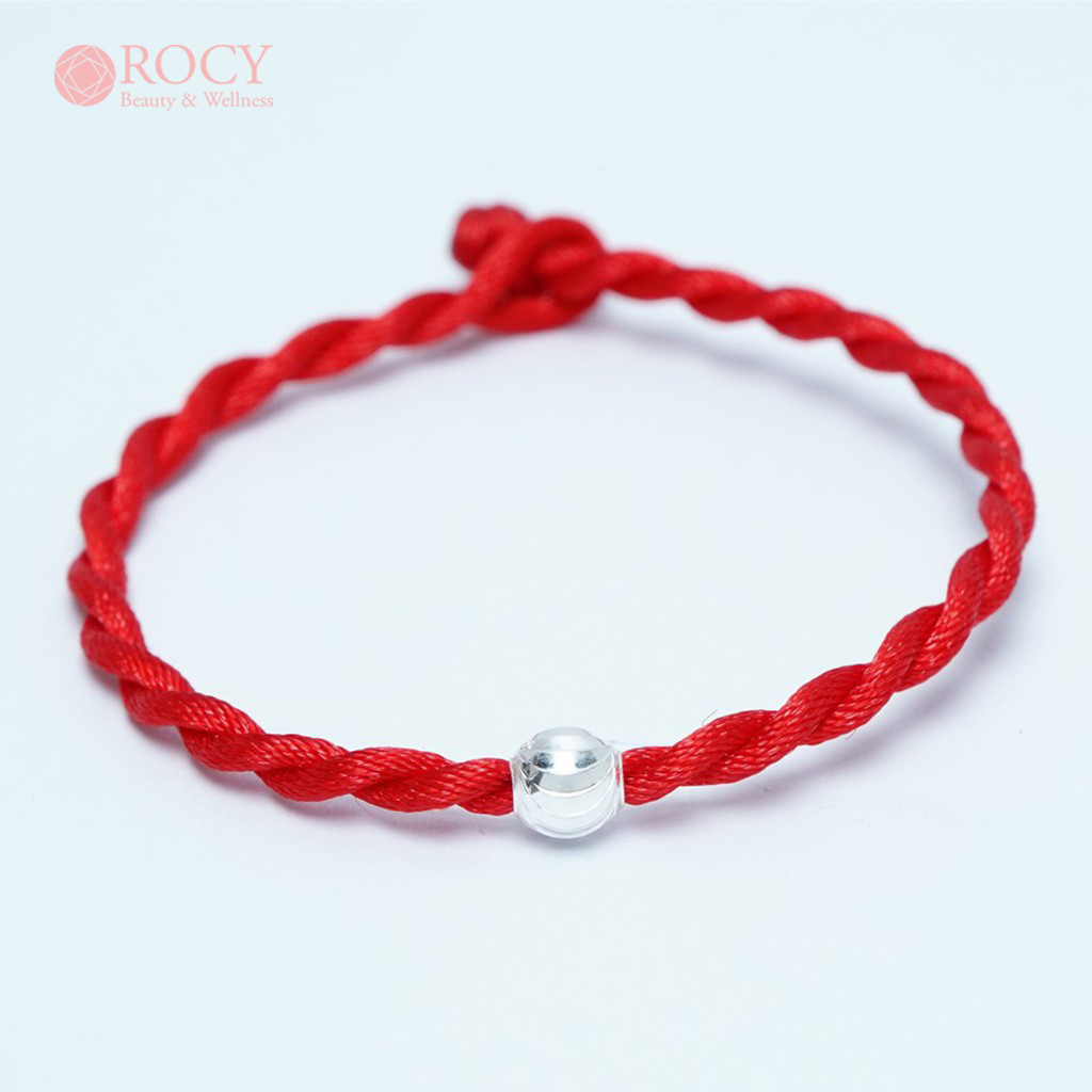 [GIF] Vòng Tay Chỉ Đỏ May Mắn Bi Bạc 925 Dây Lụa Xoắn