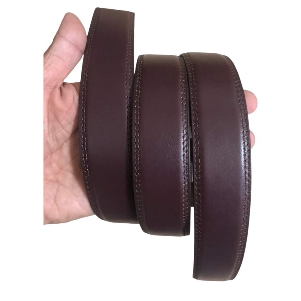 Dây lưng da thật nam không đầu khóa bản 3,3 cm, da nguyên miếng