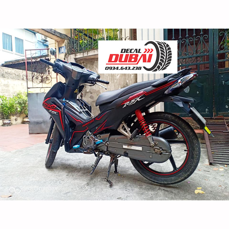 Tem Trùm Wave RSX Đen Nhám Chỉ Đỏ
