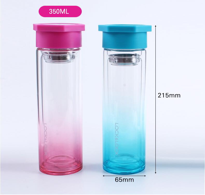 Bình Nước Thủy Tinh 2 Lớp Chịu Nhiệt Tint Lock&Lock 350ml LLG655